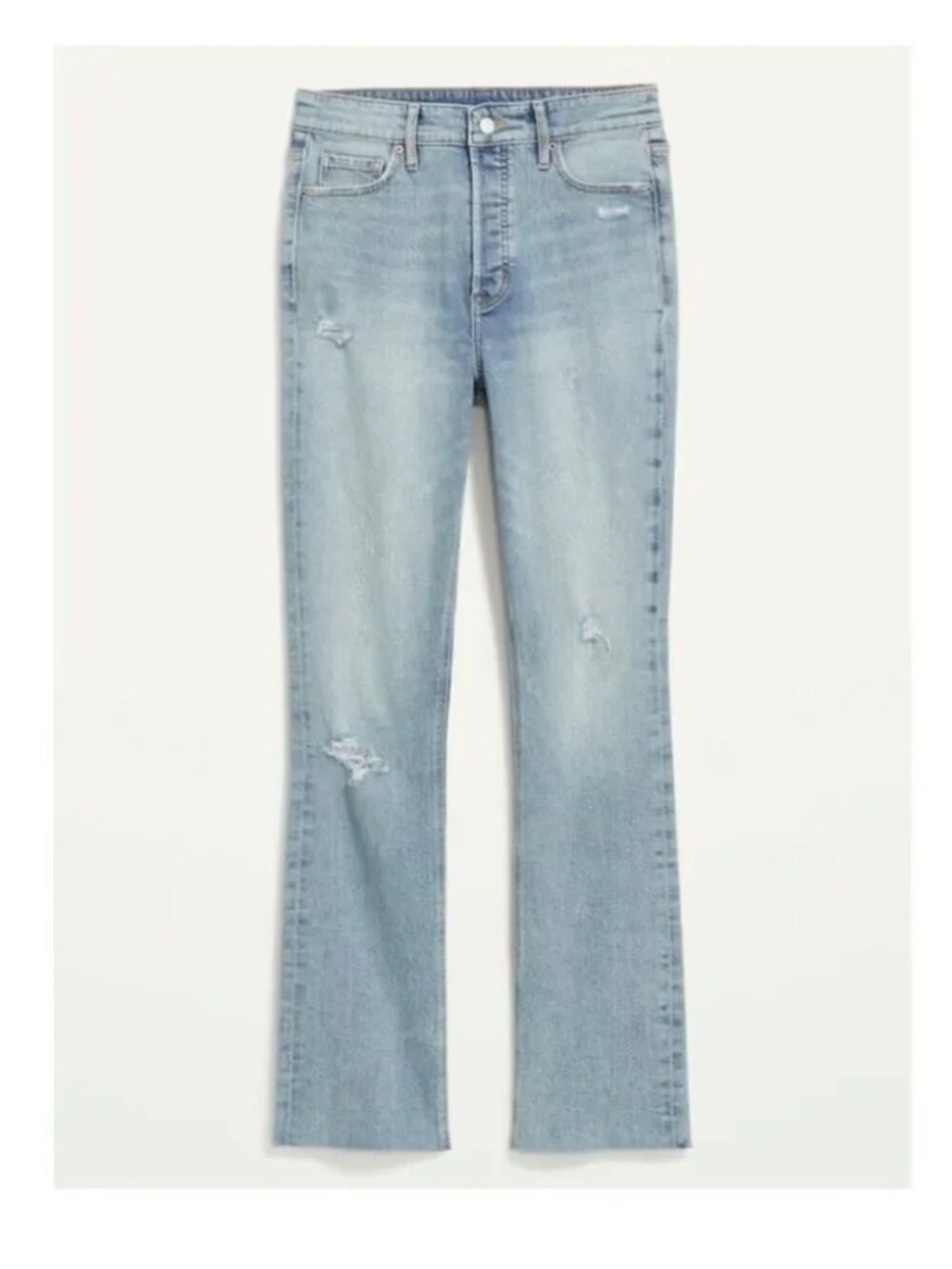 Old Navy Extra High Rise Kicker Boot Cut Jeans Light Wash Distressed Womens 6